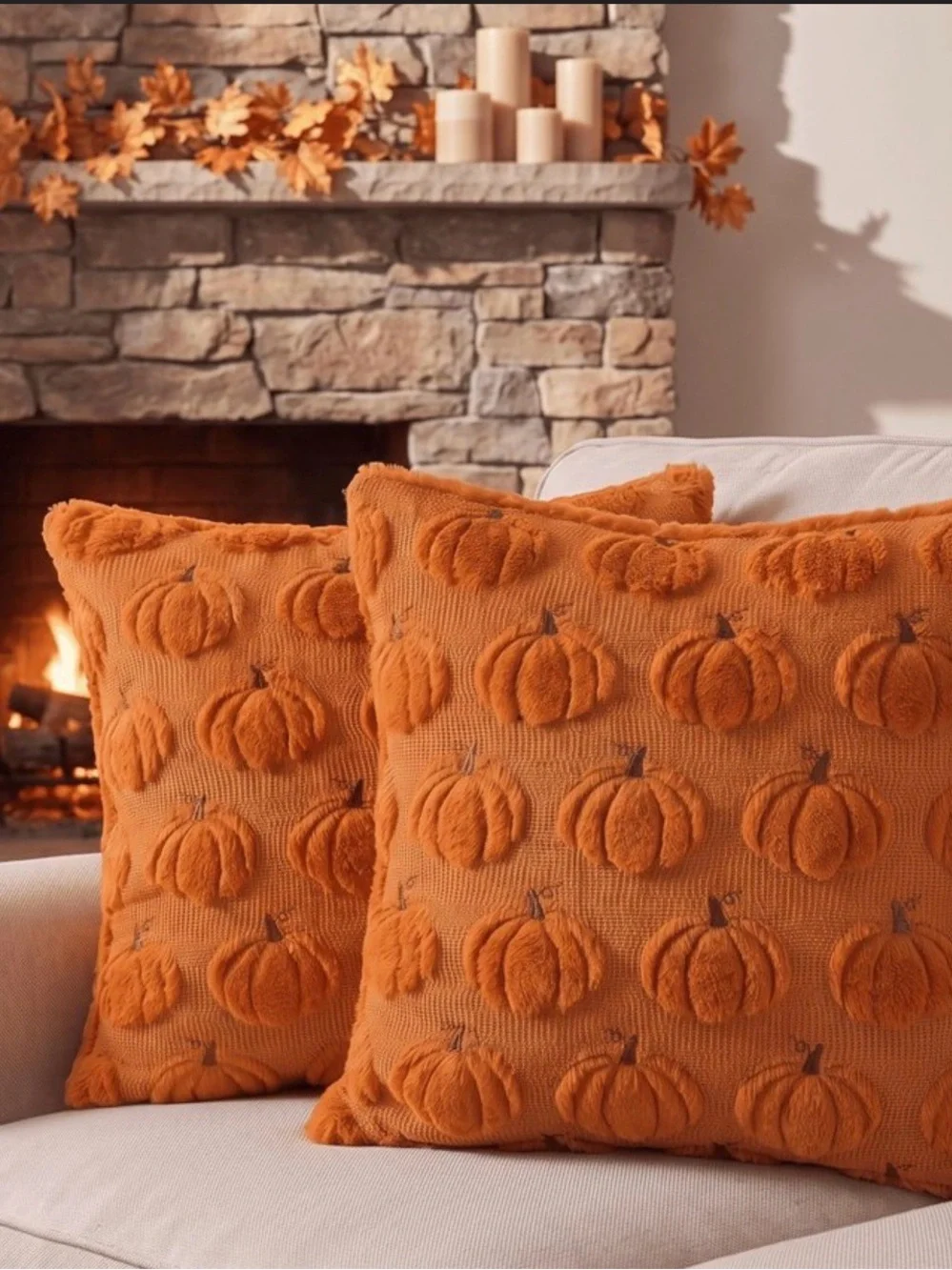 🎃 NEW Pumpkin Fall Throw Pillow Covers Set of 2 – 18x18 Orange Autumn